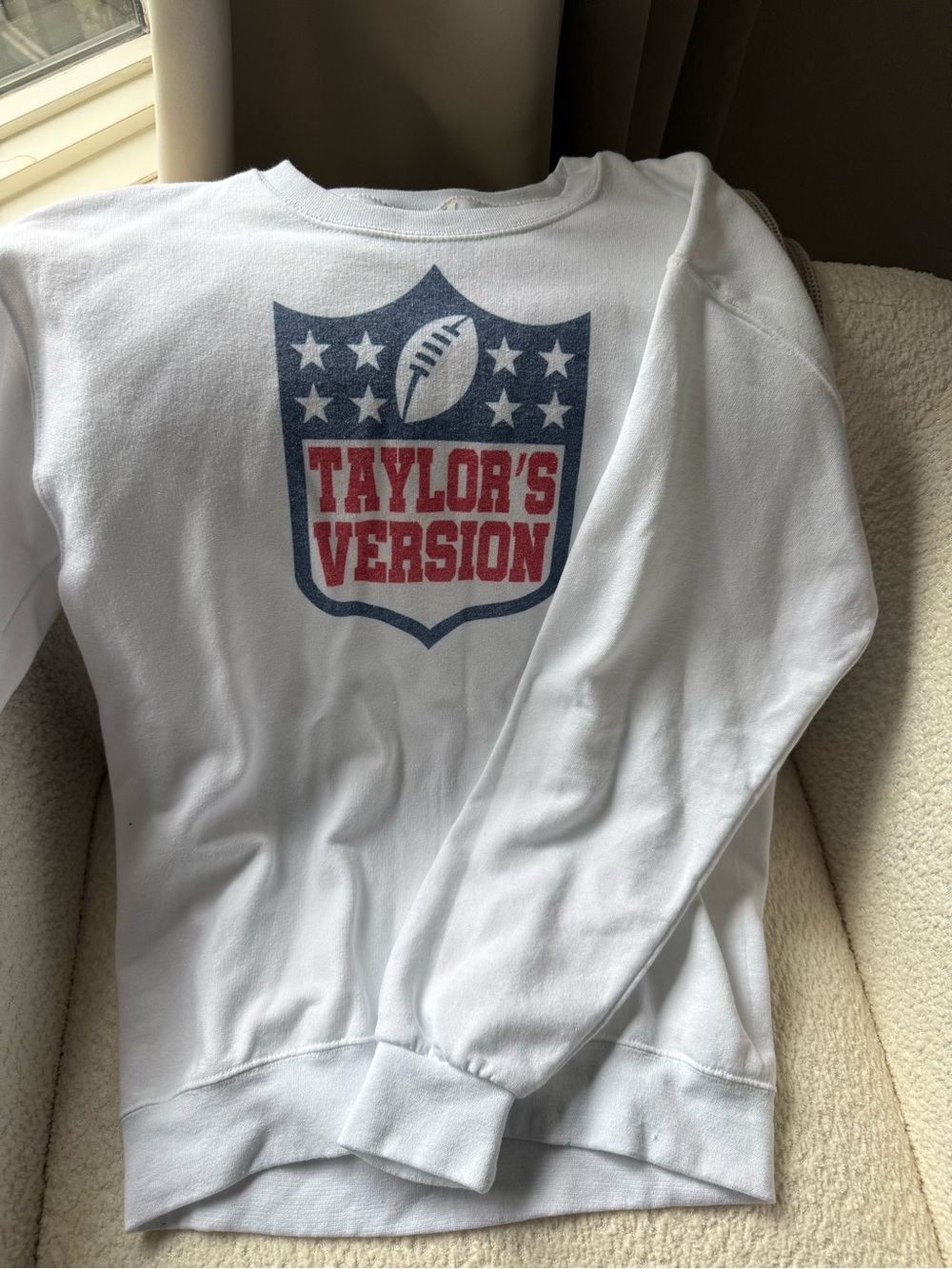 Taylor's Version White Sweatshirt with Red & Blue Graphic